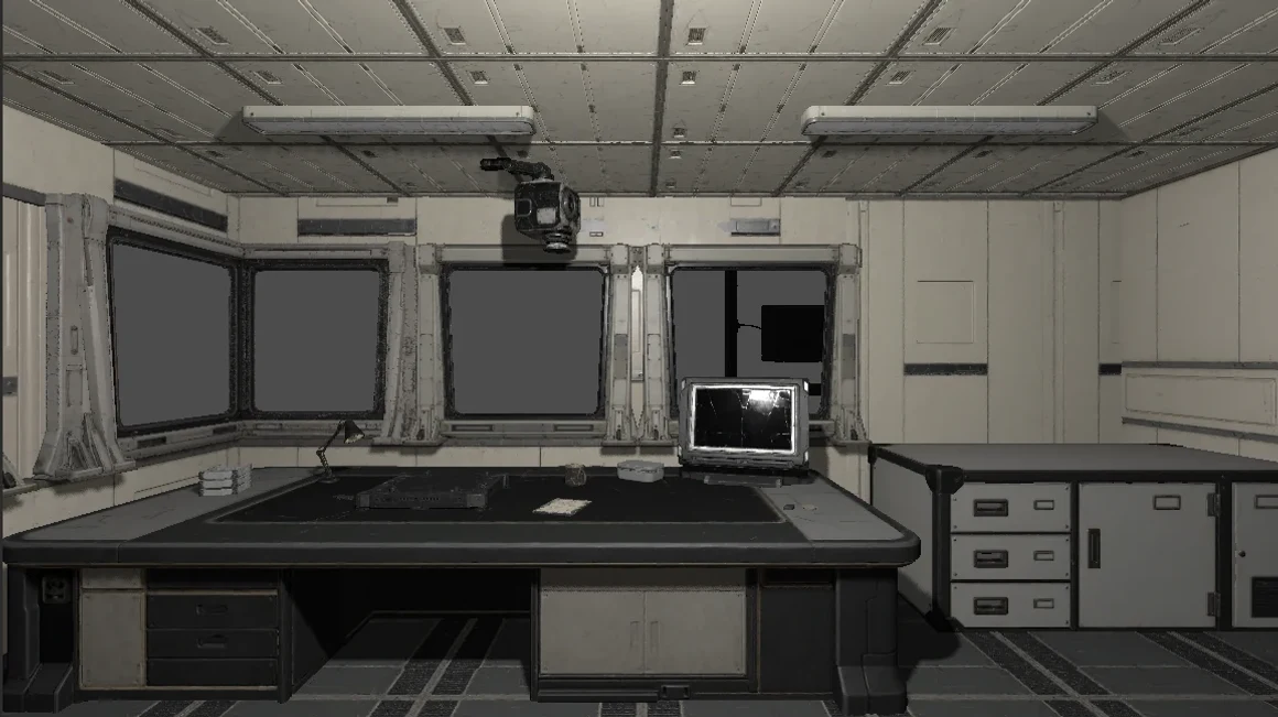 Current in-engine DECK 97 wide view of the Lost Property Division workstation.